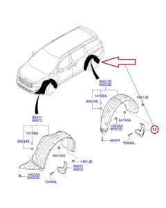 Genuine KIA Carnival GUARD ASSY-REAR WHEEL MUD,RH 86842A9AA0 Default
